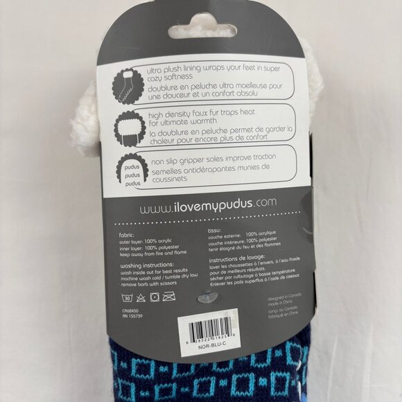 Pudus Slipper Socks Nordic Pattern Cozy Non-Slip Vegan - Picture 6 of 6